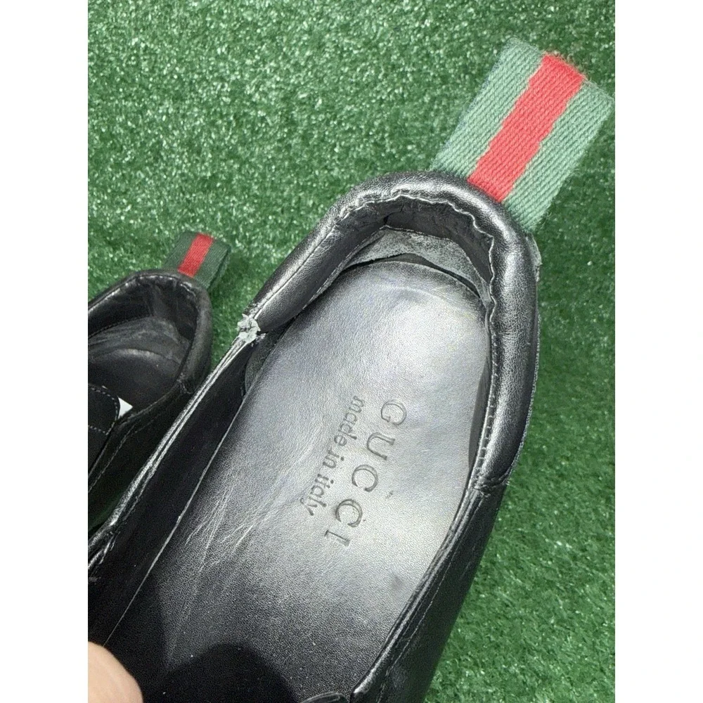 Vintage Gucci Shoes Mens Size 8.5 US Black Leather Slip On Loafers Luxury Italy